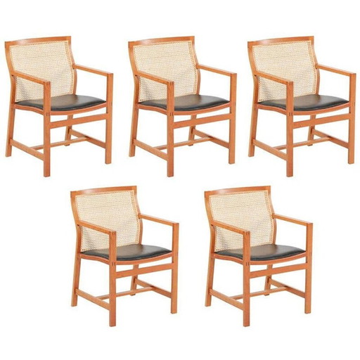 Set van 5 vintage King stoelen in kersenhout van Rud Thygesen en Johnny Sorensen, 1980