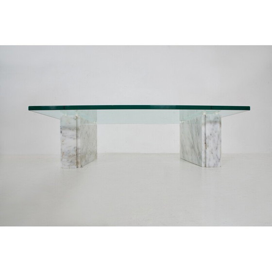 Image 1 of Vintage salontafel in Carrara marmer en glas, jaren 1980
