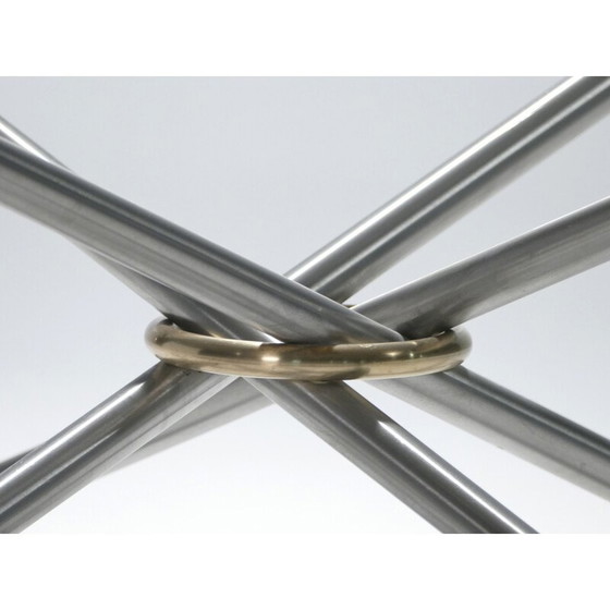 Image 1 of Vintage gunmetal en messing salontafel, 1970