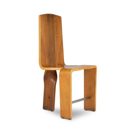 Image 1 of Set van 8 vintage stoelen van blond kersenhout, 1980