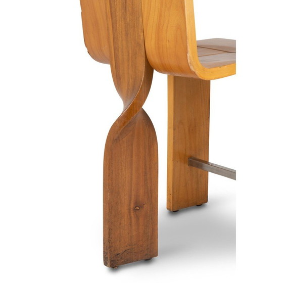 Image 1 of Set van 8 vintage stoelen van blond kersenhout, 1980