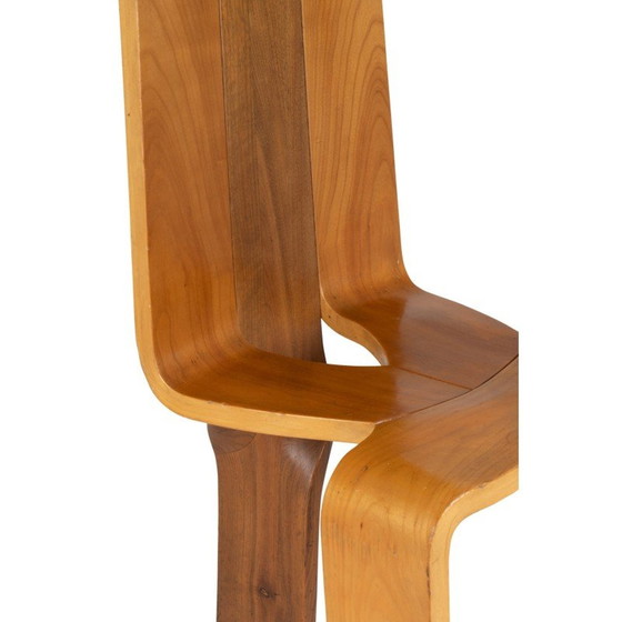 Image 1 of Set van 8 vintage stoelen van blond kersenhout, 1980