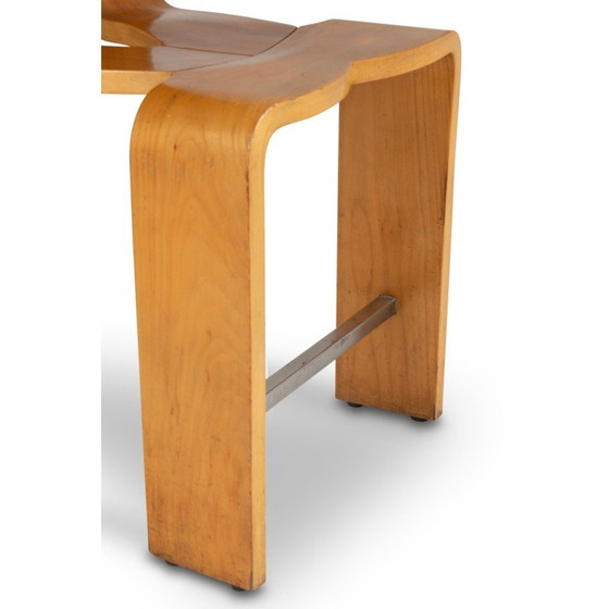 Image 1 of Set van 8 vintage stoelen van blond kersenhout, 1980