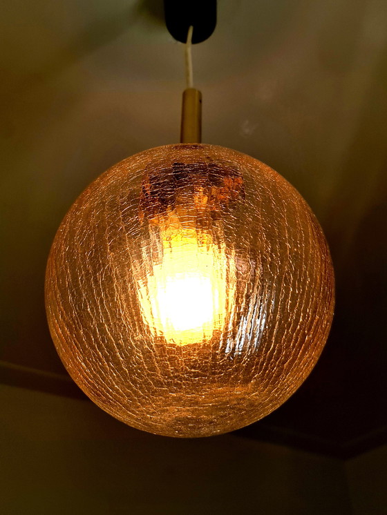 Image 1 of Vintage Hanglamp - Jaren 60 - Messing, Glas Ø20cm - Duitsland