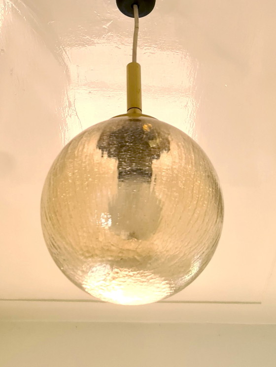 Image 1 of Vintage Hanglamp - Jaren 60 - Messing, Glas Ø20cm - Duitsland