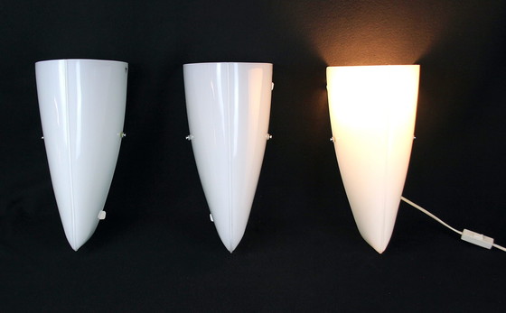 Image 1 of Witte Murano Wandlampen Handgemaakt Laat 20e Eeuw Door Jeannol Cerulli