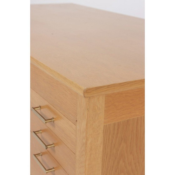 Image 1 of Vintage eikenfineer en messing bureau van Borge Mogensen voor Søborg, 1960