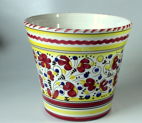 Image 1 of Grote keramieken bloempot cachepot Made In Italy - Handgemaakt - Vintage