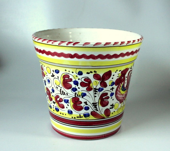 Image 1 of Grote keramieken bloempot cachepot Made In Italy - Handgemaakt - Vintage