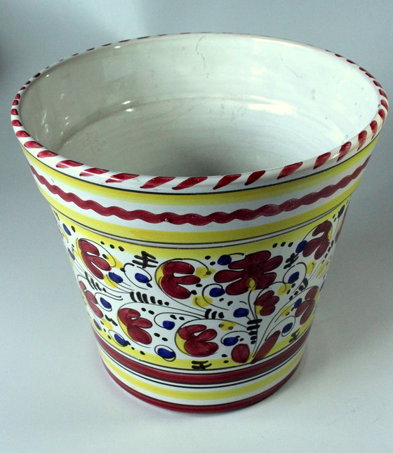 Image 1 of Grote keramieken bloempot cachepot Made In Italy - Handgemaakt - Vintage