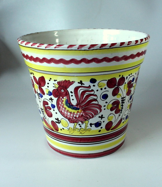 Image 1 of Grote keramieken bloempot cachepot Made In Italy - Handgemaakt - Vintage