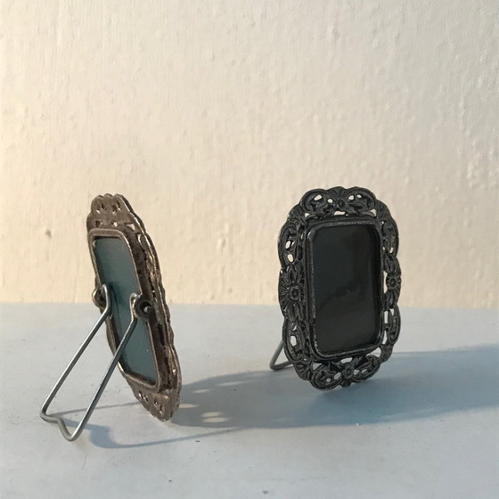 Image 1 of 2x Mini Verzilverde Fotolijstjes