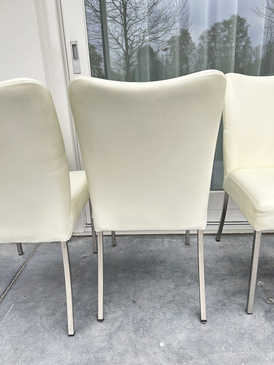 Image 1 of 6x Bert Plantagie leren stoelen