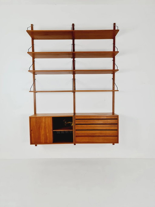 Mid Century 1960S Teak wandmeubel van Poul Cadovius voor Cado