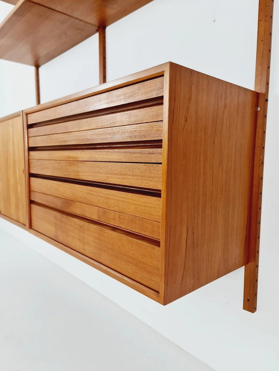 Image 1 of Mid Century 1960S Teak wandmeubel van Poul Cadovius voor Cado