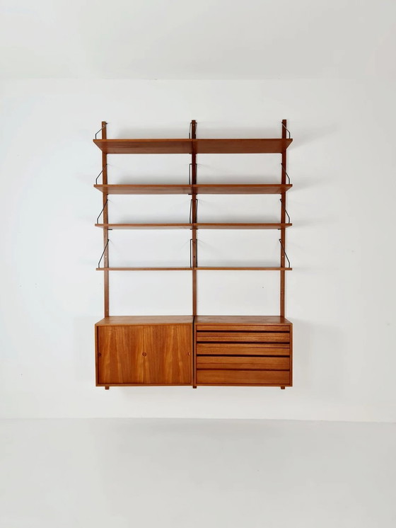 Image 1 of Mid Century 1960S Teak wandmeubel van Poul Cadovius voor Cado