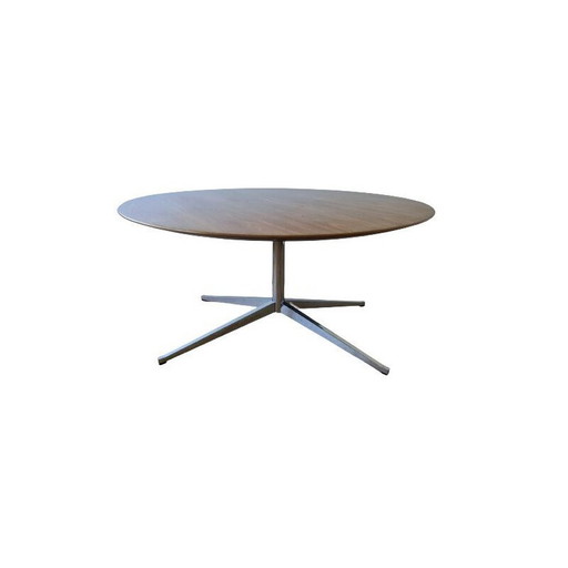 Vintage walnoten ronde tafel door Florence Knoll Bassett voor Knoll, 1970