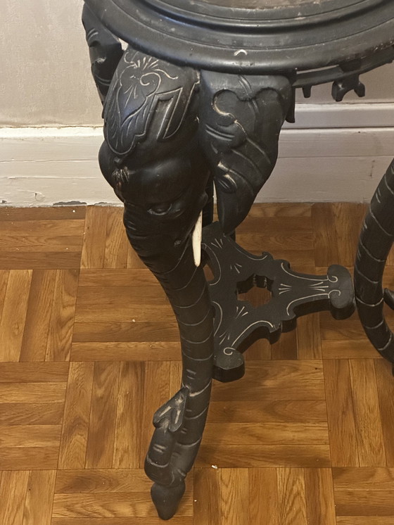 Image 1 of Olifantenkop voetstuk tafel van gezwart hout - houten slagtanden - Napoleon III