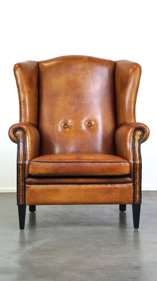 Oorfauteuil van schapenleer