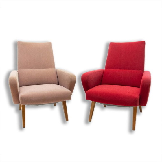 Image 1 of Paar vintage fauteuils "His and her" van Jaroslav Šmídek voor Up Závody, Tsjecho-Slowakije 1960