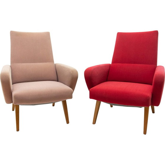 Image 1 of Paar vintage fauteuils "His and her" van Jaroslav Šmídek voor Up Závody, Tsjecho-Slowakije 1960