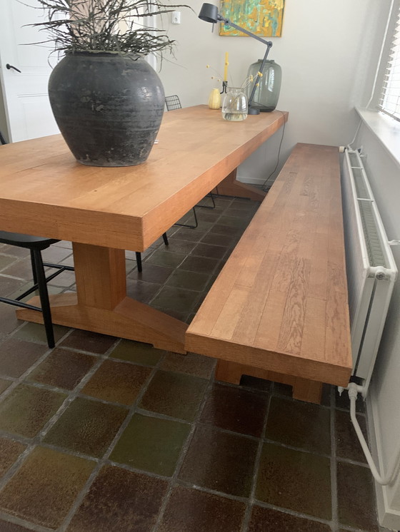 Image 1 of Piet Hein Eek kantine tafel plus bijbehorende bank