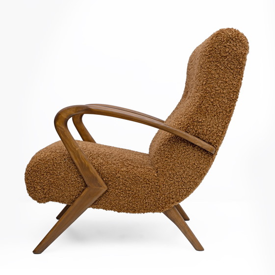 Image 1 of Toeschrijving aan Paolo Buffa Mid Century Moderne Italiaanse Bouclè Fauteuils, Paar