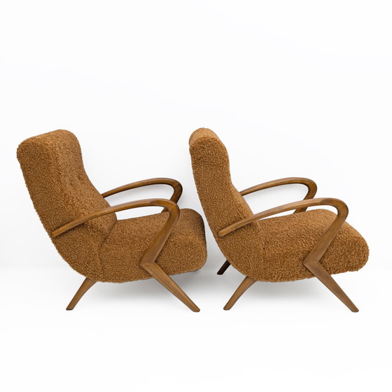 Image 1 of Toeschrijving aan Paolo Buffa Mid Century Moderne Italiaanse Bouclè Fauteuils, Paar