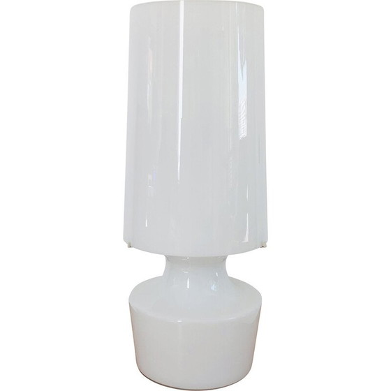 Image 1 of Vintage woonkamerlamp van wit glas, Italië 1960