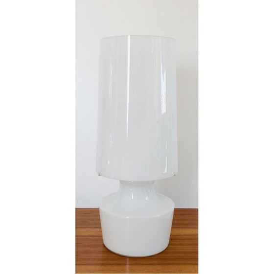 Image 1 of Vintage woonkamerlamp van wit glas, Italië 1960