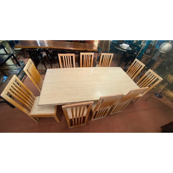 Image 1 of Vintage travertijnen draaitafel, 1970