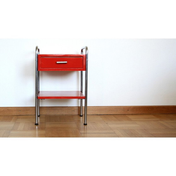 Image 1 of Vintage rode functionalistische Bauhaus bijzettafel