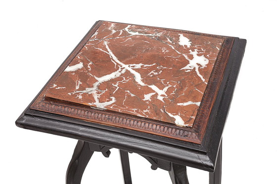 Image 1 of Sellette Noire Avec Plateau En Marbre, 1900