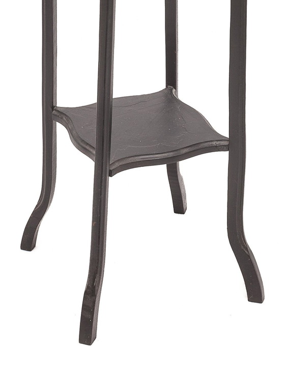 Image 1 of Sellette Noire Avec Plateau En Marbre, 1900