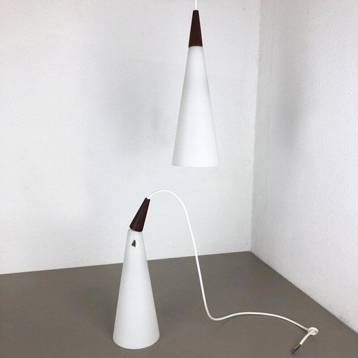 Paar vintage hanglampen koper Jo Hammerborg Fog & Morup Denemarken 1963