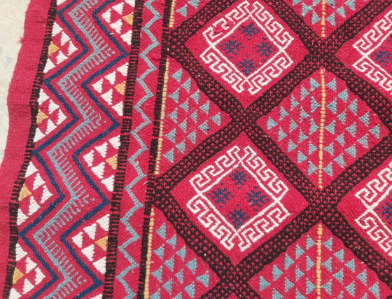 Image 1 of Rood Margoum handgemaakt natuurlijke wollen vloerkleed grote maat