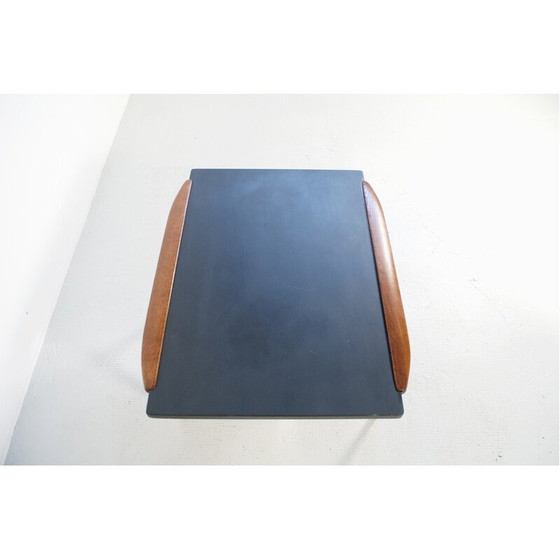 Image 1 of Vintage salontafel van teakhout en messing, Frankrijk 1960