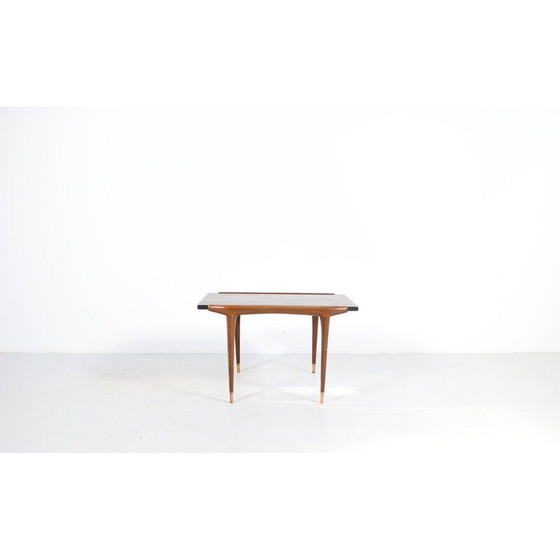 Image 1 of Vintage salontafel van teakhout en messing, Frankrijk 1960