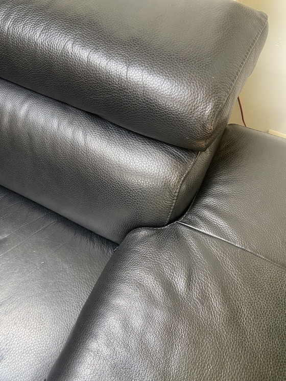 Image 1 of 2x Natuzzi Editions - Black Leather Sofa