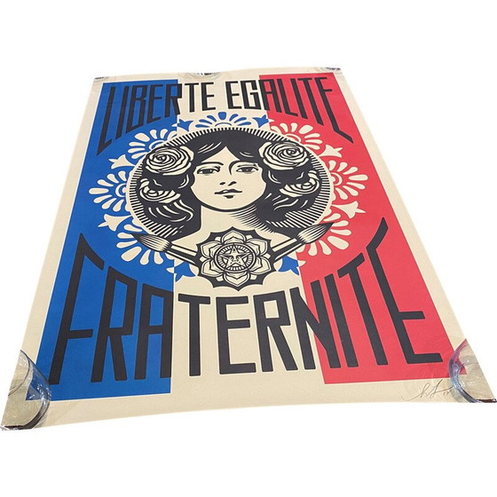 Image 1 of Vintage litho "Liberty Equality Fraternity" door Shepard Fairey, 2018