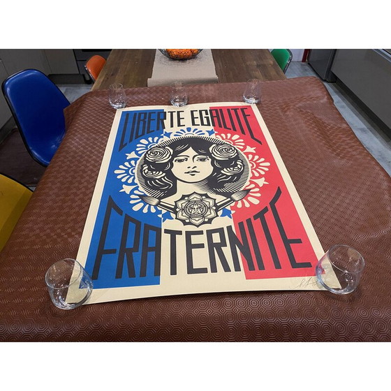 Image 1 of Vintage litho "Liberty Equality Fraternity" door Shepard Fairey, 2018
