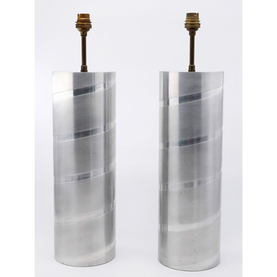 Image 1 of Paar vintage aluminium buislampen, jaren 1970