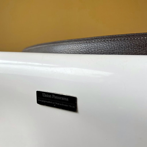 Set van 5 vintage banken van glasvezel en bruin leer van Jangir Maddadi voor Union panorama, 2012