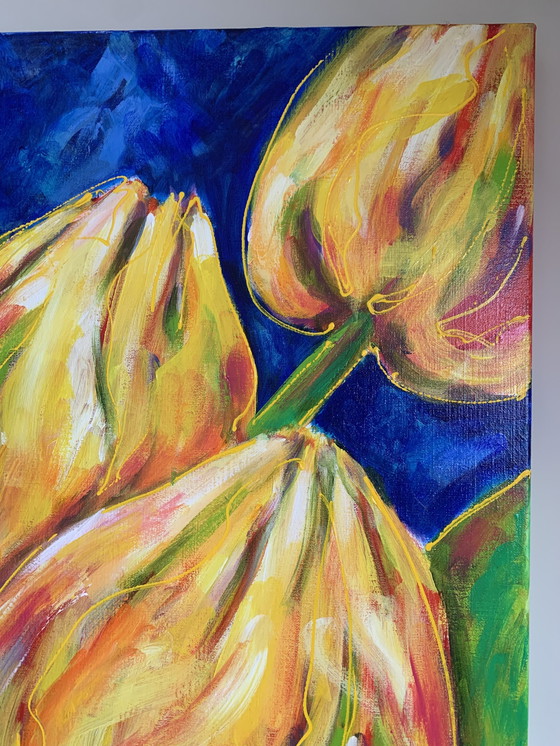 Image 1 of Betty Jonker Tulpen Acryl Op Canvas