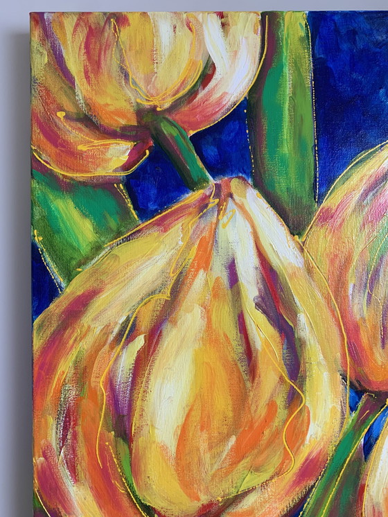 Image 1 of Betty Jonker Tulpen Acryl Op Canvas