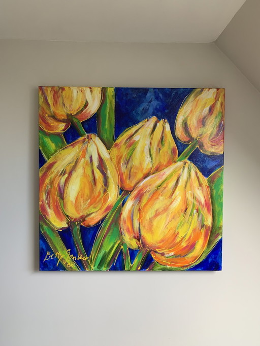 Betty Jonker Tulpen Acryl Op Canvas