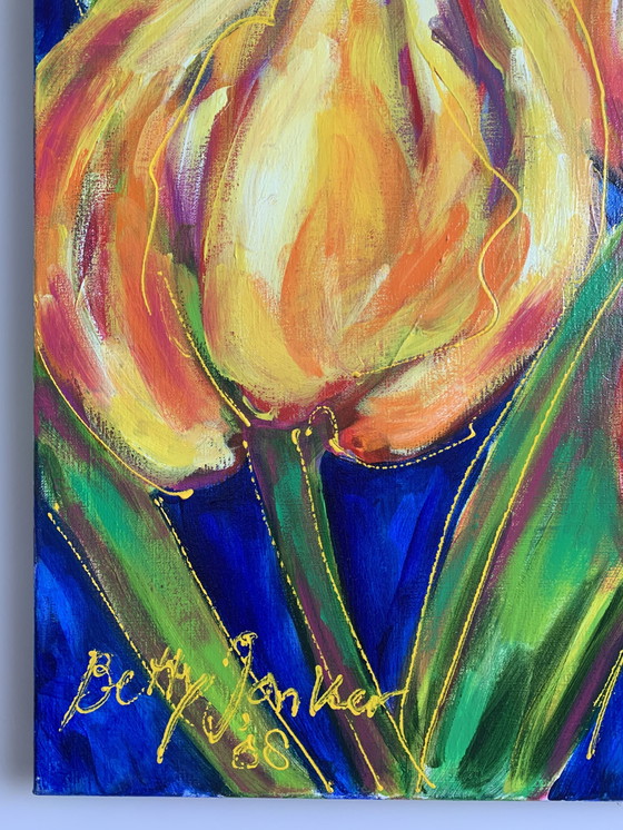 Image 1 of Betty Jonker Tulpen Acryl Op Canvas