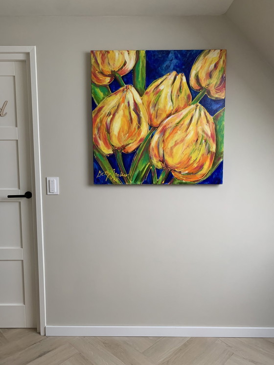 Image 1 of Betty Jonker Tulpen Acryl Op Canvas