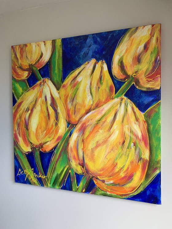 Image 1 of Betty Jonker Tulpen Acryl Op Canvas