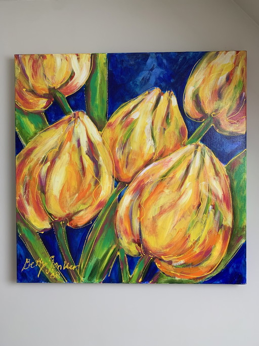 Betty Jonker Tulpen Acryl Op Canvas